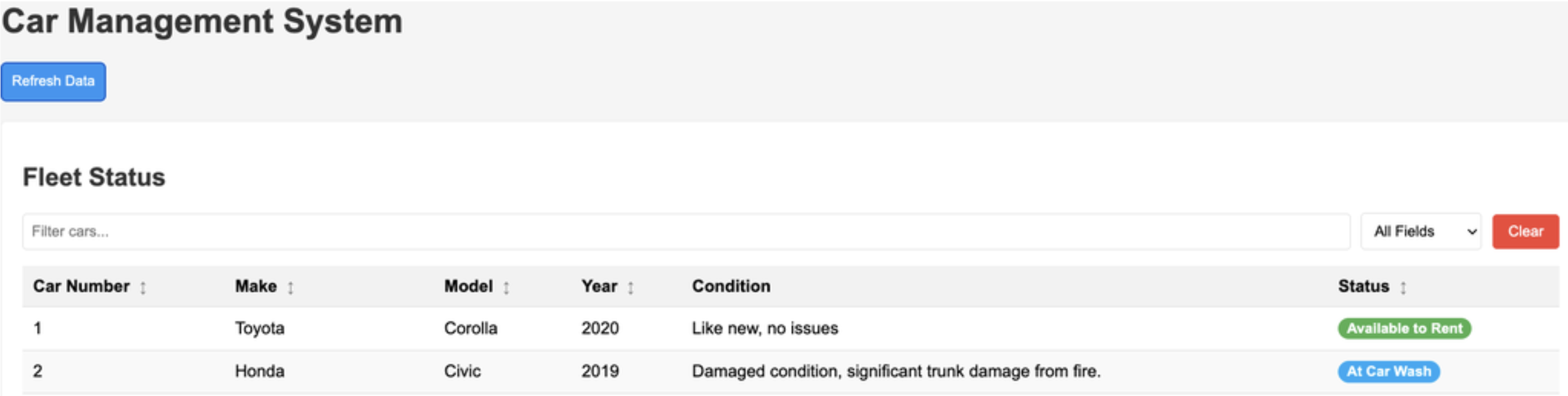 Agentic UI with Condition Column